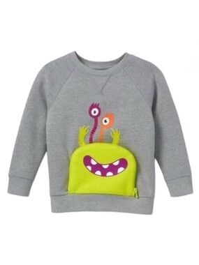 CAT & JACK MONSTER BELLY SWEATSHIRT - GRAY VARIOUS SIZES (NEW WITH TAGS) A10